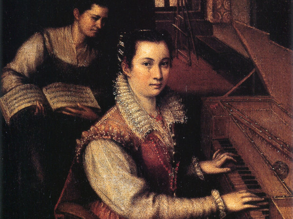 Lavinia Fontana (Bologna, 1552 -  Roma, 1614), Autoritratto alla Spinetta, 1577, Olio su tela, 27 x 24 cm, Roma, Accademia di San Luca