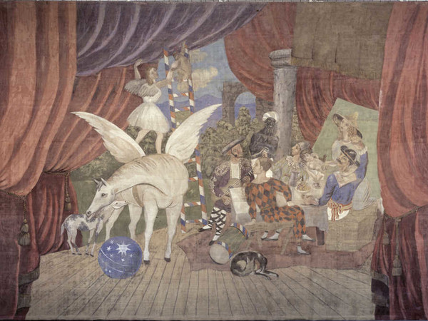 Pablo Picasso, <em>Sipario per il balletto Parade</em>, 1917, Tempera su tela, 1640 x 1050 cm, Parigi, Centre Pompidou - Musée national d'art moderne - Centre de création industrielle | Photo © Centre Pompidou, MNAM-CCI, Dist. RMN- Grand Palais / Christian Bahier / Philippe Migeat © Succession Picasso by SIAE 2017<br />