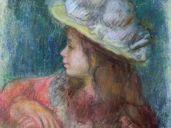 Pierre Auguste Renoir (1841 - 1919), Fanciulla seduta con cappello bianco, 1884, Pastello su carta, 62 x 47 cm, Parigi, Musée Marmottan Monet, Dono Nelly Sergeant-Duhem, 1985 | © Musée Marmottan Monet, Paris / Bridgeman Images