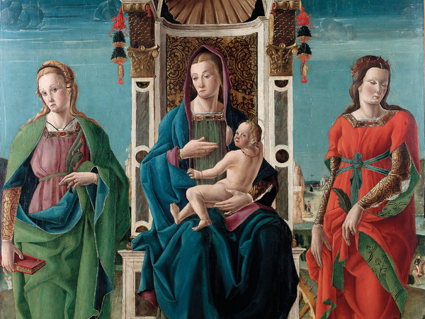 Antonio Cicognara, Madonna del latte tra sant’Agnese e santa Caterina d’Alessandria, 1490. Olio su tavola, 168x122 cm. Ro Ferrarese, Fondazione Cavallini Sgarbi