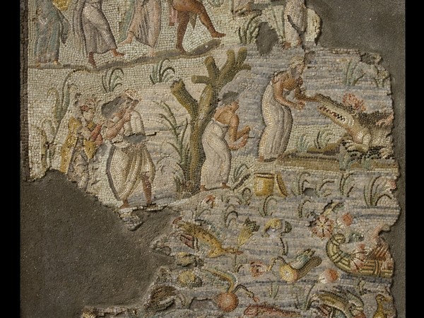 Archimede, Mosaico policromo con scena nilotica, Roma, via Nazionale, scavi nell’area del Palazzo delle Esposizioni, 1882, Seconda metà I secolo a.C., Marmi e paste vitree, Roma, Musei Capitolini