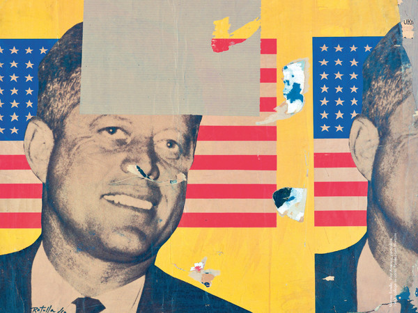 Museo del Novecento | Mimmo Rotella, <em>Viva America</em>, 1963, Cécollage su tela Milano, Fondazione Marconi | <em>New York New York. Arte italiana: la riscoperta dell'America</em>, A cura di Francesco Tedeschi Milano, Museo del Novecento e Gallerie d’Italia 13 aprile - 17 settembre 2017, Electa<br />