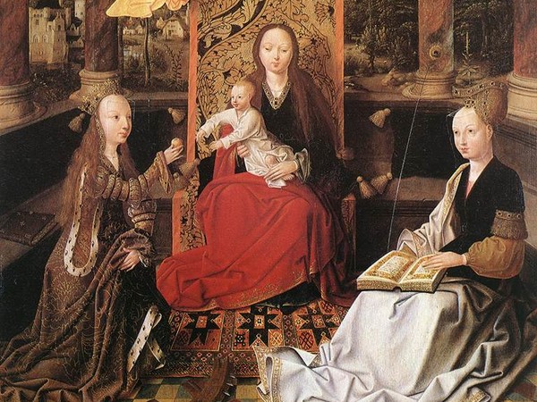 Maestro di Hoogstraeten, Madonna con Bambino tra Santa Barbara e Santa Caterina, 1500 circa, Firenze, Uffizi