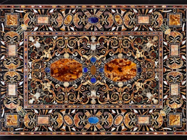 Manifattura fiorentina, Tavolo Grimani. Pietre dure e preziose, 6×165×116,5 cm. Collezione privata, Zurigo Manifattura fiorentina, Tavolo Grimani. Pietre dure e preziose, 6×165×116,5 cm. Collezione privata, Zurigo