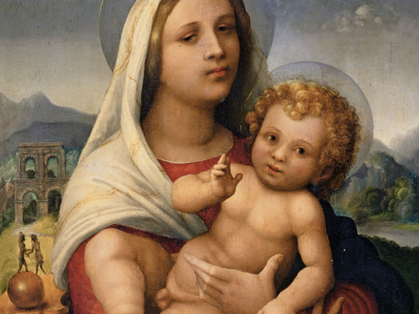 Giovan Francesco Caroto, <em>Madonna con il Bambino</em> (<em>Madonna della farfalla</em>), 1510-1515 circa, Olio su tavola, 47.5 x 59 cm, Collezione privata