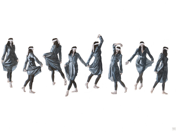 Hyuro, Baile como acto de resistencia (Dance as an act of resistance). Watercolor on paper, 100x70 cm