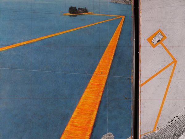 Christo e Jeanne-Claude, The Floating Piers (Project for Iseo Lake, Italy) 2014, Collage in 2 parti, 30.5 x 77.5 cm 66.6 x 77.5 cm