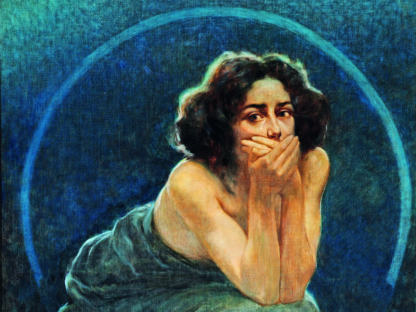 Giorgio Kienerk, Il Silenzio, Pannello centrale del trittico L'enigma umano, 1900, Pavia, Musei Civici - Quadreria dell'Ottocento