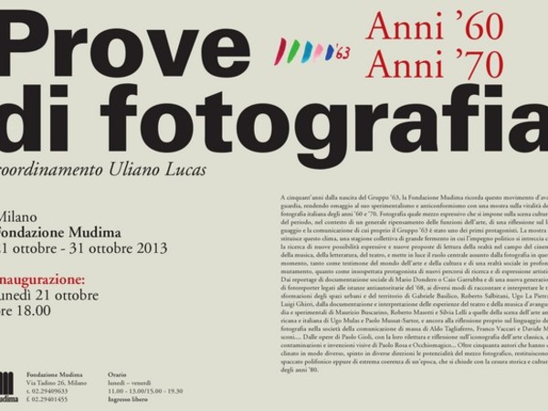 Prove di fotografia. Anni '60 Anni '70, Fondazione Mudima, Milano