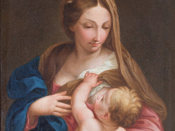 Attribuito a Ludovico Trasi (da Carlo Maratta), La Madonna allatta il Bambino, XVII secolo, Olio su tela, 72 x 96 cm, Ascoli Piceno, Pinacoteca Civica