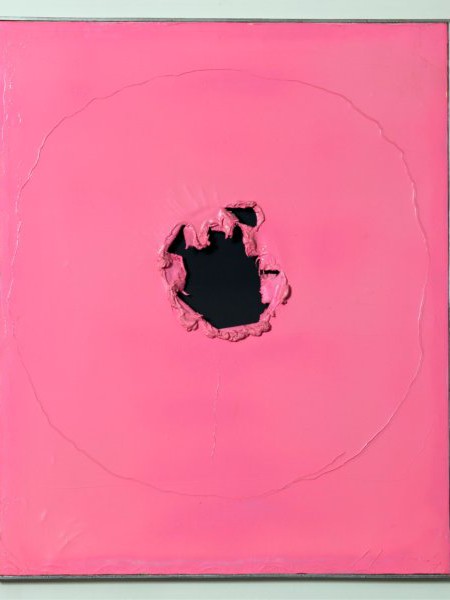 Lucio Fontana, Concetto Spaziale, 1965, Olio squarcio e graffiti su tela, 72x60 cm