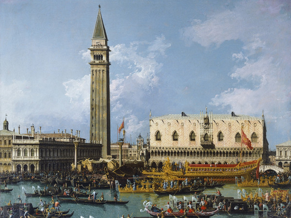 Bernardo Bellotto, Il Ritorno del Bucintoro al molo nel giorno dell’Ascensione, Olio su tela, 108 x 115 cm, Inghilterra, Collezione privata