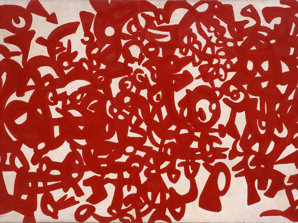 Carla Accardi, Rosso su bianco, 1956, caseina su tela