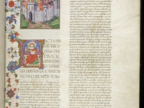 Tito Livio, Historia (HOL.MS 345 f.1r), XV secolo. Manoscritto. Norfolk, Holkham Hall