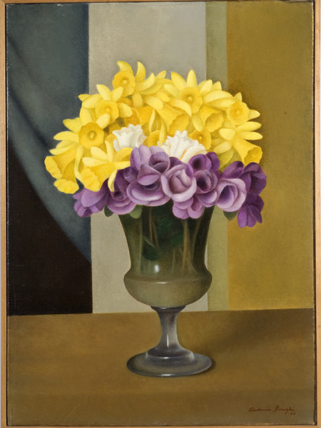Antonio Donghi, Interno con vaso o Vaso di fiori, 1928, Olio su tela, cm. 73,5x59,5