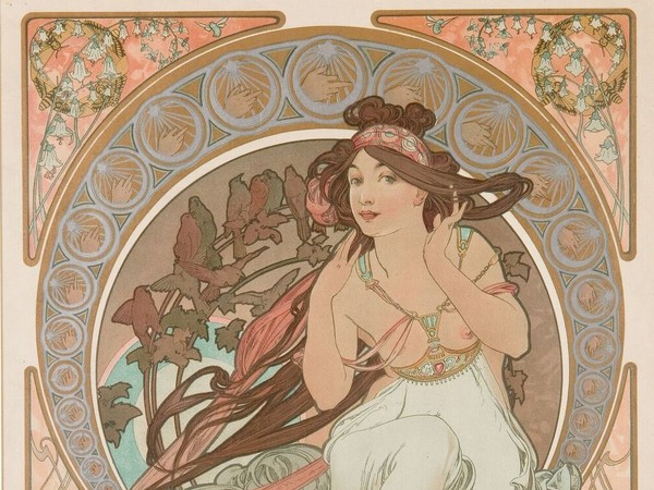 Alfons Mucha (1860-1939), Les Arts: Musique, Danse, Poesie, Peinture, 1898, Quattro litografie a colori su carta, 38 x 60 cm