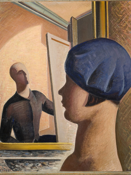 Mario Tozzi, Le bonnet basque o Lo specchio o Il pittore e la modella, 1929 Olio su tela, cm. 92,5 x 77