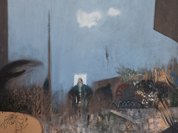 Gianfranco Ferroni, Mia madre in giardino, 1963, olio su tela, cm 70 x 100. Collezione privata