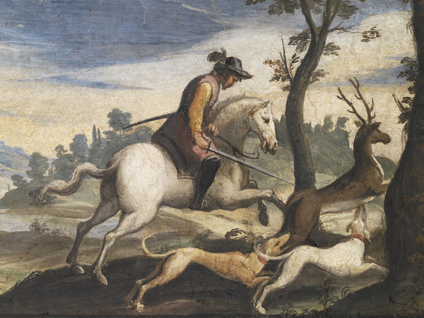 Giovanni Francesco Barbieri, detto il Guercino (Cento, 1591 - Bologna, 1666), Caccia al cervo e al cinghiale, 1615, Affresco, Cento, Pinacoteca Civica