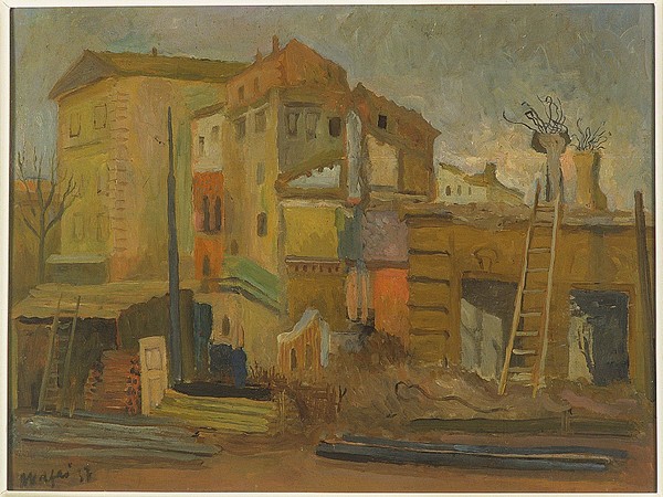 Mario Mafai, Demolizioni, 1937, olio su tela. Collezione civica dono Alberto Della Ragione