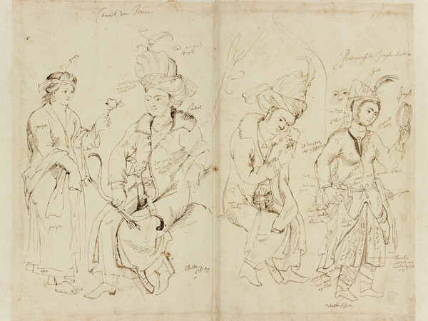 Pieter Paul Rubens, Quattro figure in abiti persiani, disegno