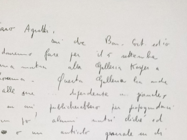 Dettaglio da una lettera autografa di Piero Manzoni indirizzata a Vincenzo Agnetti, 1959