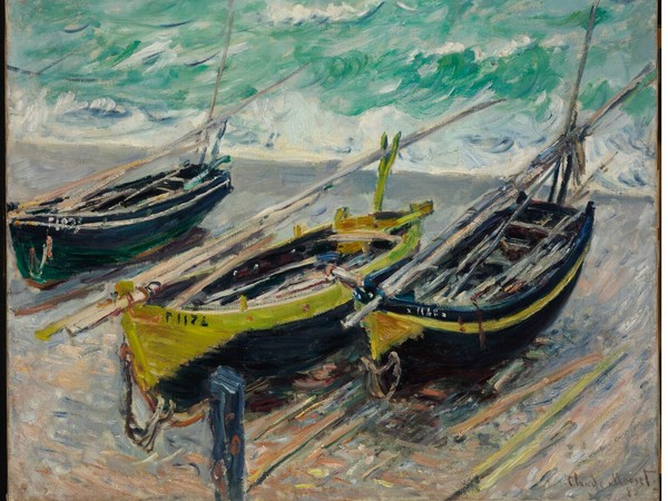 Claude Monet (Parigi 1840 - Giverny 1926), Tre barche da pesca, 1885. Olio su tela, cm 73x9 2,5. © Museum of Fine Arts, Budapest 2015