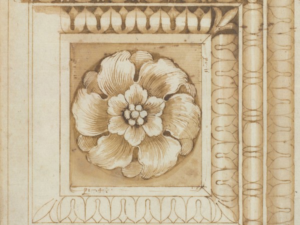 Pietro Rosselli, Lacunare marmoreo antico stilo e penna su carta bianca, Gabinetto dei Disegni e delle Stampe, Gallerie degli Uffizi, Firenze