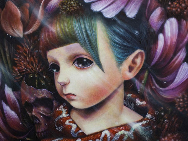 Yosuke Ueno, A Girl (3), 50x50 cm. Acrylic on canvas
