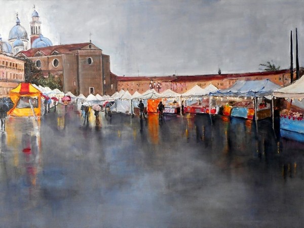 Paola Caenazzo, Prato della Valle, 2016, olio su tela, cm. 65x90, 