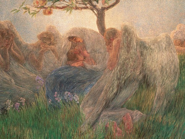 Gaetano Previati Maternità, 1890-1891 olio su tela, 175,5x412 cm, firmato in basso a destra. Banco BPM