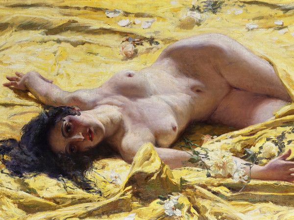 Antonio Rizzi (Cremona, 1869 - Firenze, 1940), Nudo su lenzuola gialle, Collezione privata