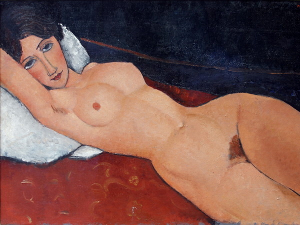 Amedeo Modigliani (Livorno,1884 - Parigi, 1920), Nudo femminile sdraiato su un cuscino bianco, 1917 circa, Olio su tela, Staatsgalerie Stuttgart | Foto: José Luiz via  Wikimedia Creative Commons