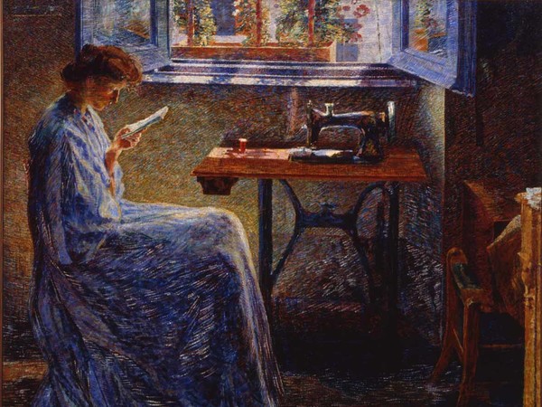 Umberto Boccioni, Il romanzo di una cucitrice, 1908, Olio su tela, Collezione Barilla di Arte Moderna