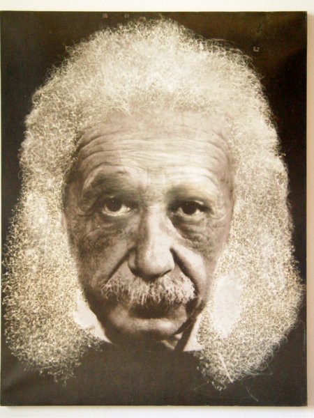 Stefano Arienti, Einstein, 1994, manifesto cancellato su tela, cm 76 x 59 x 2, foto Roberto Marossi, Collezione privata, Milano