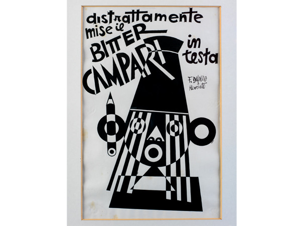 Fortunato Depero, Distrattamente mise il Bitter Campri in testa, 1928, Galleria Campari, Sesto San Giovanni (MI)