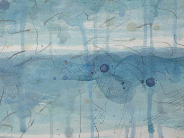 Nancy Genn, <em>Shape of Water 15</em>, 1978, Caseina su carta, 507 x 58 cm | Courtesy of Marignana Arte, Venezia<br />