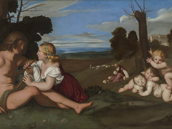 Giovan Battista Salvi detto Sassoferrato, Le tre età dell'uomo (da Tiziano),1682 circa, Olio su tela, 94 × 153.5 cm, Roma, Galleria Borghese | © Galleria Borghese