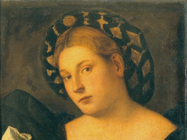 Bernardino Licinio, Ritratto di dama col balzo, c. 1530-4046 x 48 cm, Gallerie dell'Accademia, Venezia