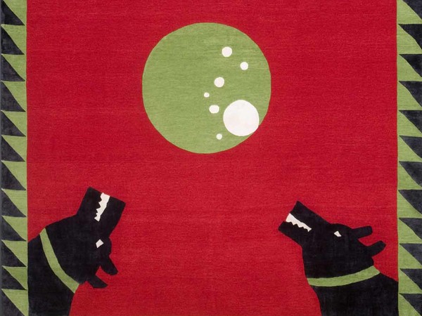 Angela De Nozza, Circle, Tappeto annodato a mano con tecnica tibetana fatto realizzare dalla Galleria Boralevi di Firenze, 250 x 300 cm