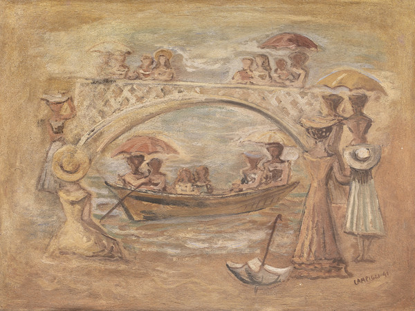 Massimo Campigli, <em>Venezia - Gita in barca</em>, 1941, affresco su intonaco intelato e riportato su tavola, cm. 89x118