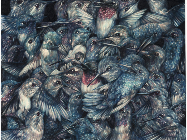 Marco Mazzoni, Funeral for a Friend, 2015 matite colorate e inchiostro su carta moleskine, cm 21x26