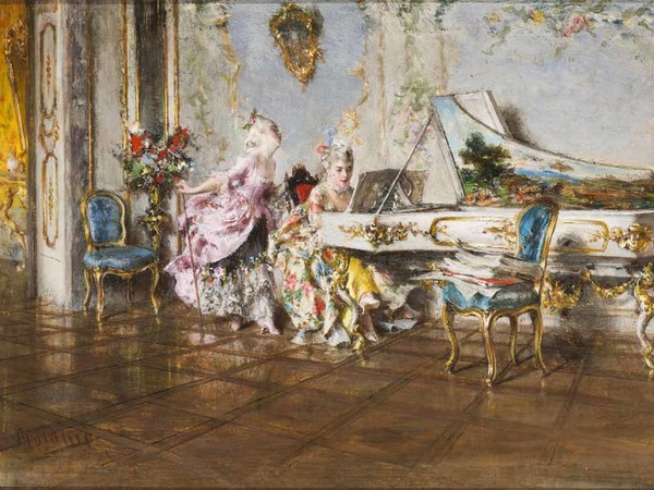 Giovanni Boldini, <em>Vecchia canzone</em>, 1871-72, Olio su tavola, 23 x 15 cm