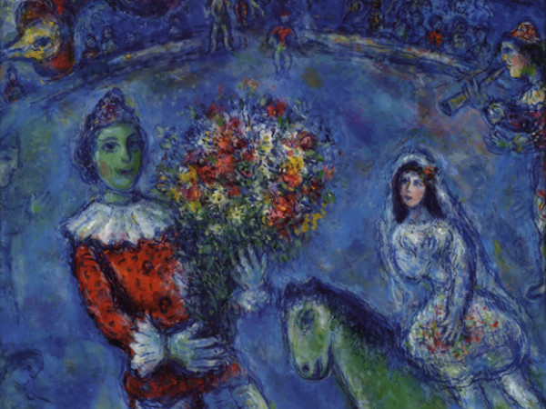 Marc Chagall, <em>Le Coq Violet</em>, 1966-72, olio, tempera e inchiostro su tela, 78,3x89,3 cm. Collezione privata, Svizzera