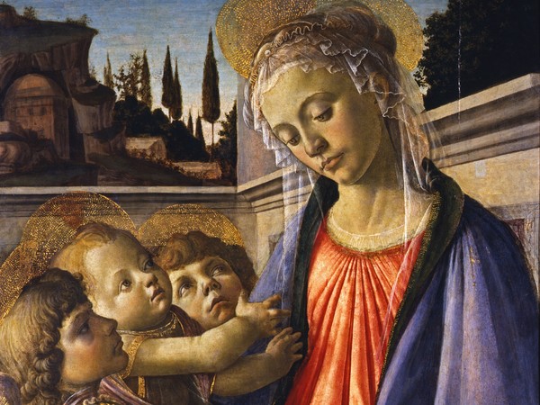 Sandro Botticelli (Alessandro di Mariano di Vanni Filipepi), (Firenze, 1445 - 1510), Madonna col Bambino e due angeli, 1468 circa, Tempera su tavola, 71 x 100 cm, Napoli, Museo e Real Bosco di Capodimonte | Courtesy of Ministero per i Beni e le Attività Culturali - Museo e Real Bosco di Capodimonte