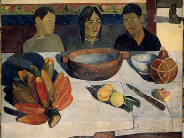 Paul Gauguin, Le repas (Il pasto detto anche Le banane), 1891. Olio su carta incollata su tela, cm 73 x 92