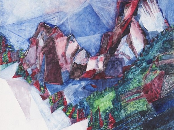 Giovanni Testori, Cime (Pizzo Badile visto da Bondo CH), 1972, acquerello su cartoncino, 50x40 cm. Giovanni Testori, Cime (Pizzo Badile visto da Bondo CH), 1972, acquerello su cartoncino, 50x40 cm.