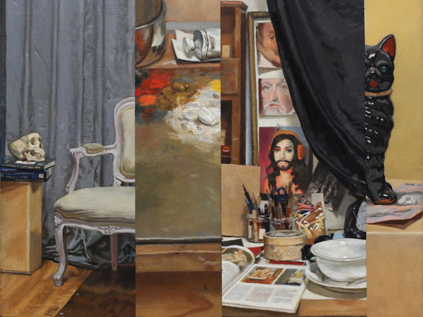 Tom Alberts, Views of the Studio, 2016, Olio su tela di lino, 30.5 x 35.5 cm