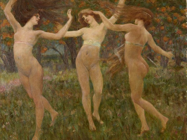 Cesare Laurenti, Visione antica, 1901, olio su tela applicata su tavola, 202 x 220 cm. Mart, deposito Galleria Nuova Arcadia di L. Franchi