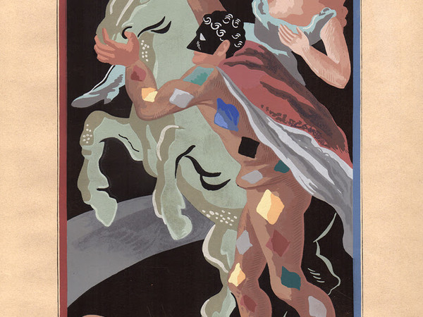 Gino Severini, Les prouesses d'Arlequin. Pouchoir su carta, cm. 46x32,3